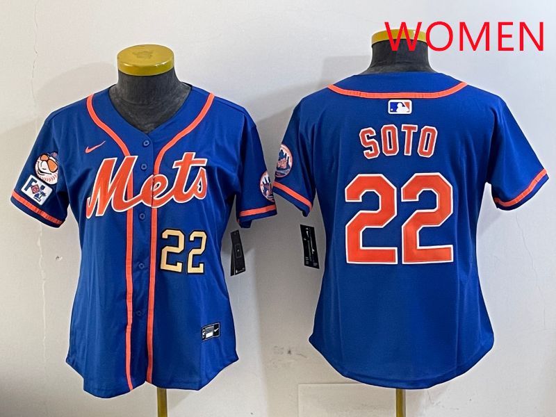 Women New York Mets #22 Soto Blue Game Fashion 2025 Nike MLB Jersey style 3->women mlb jersey->Women Jersey